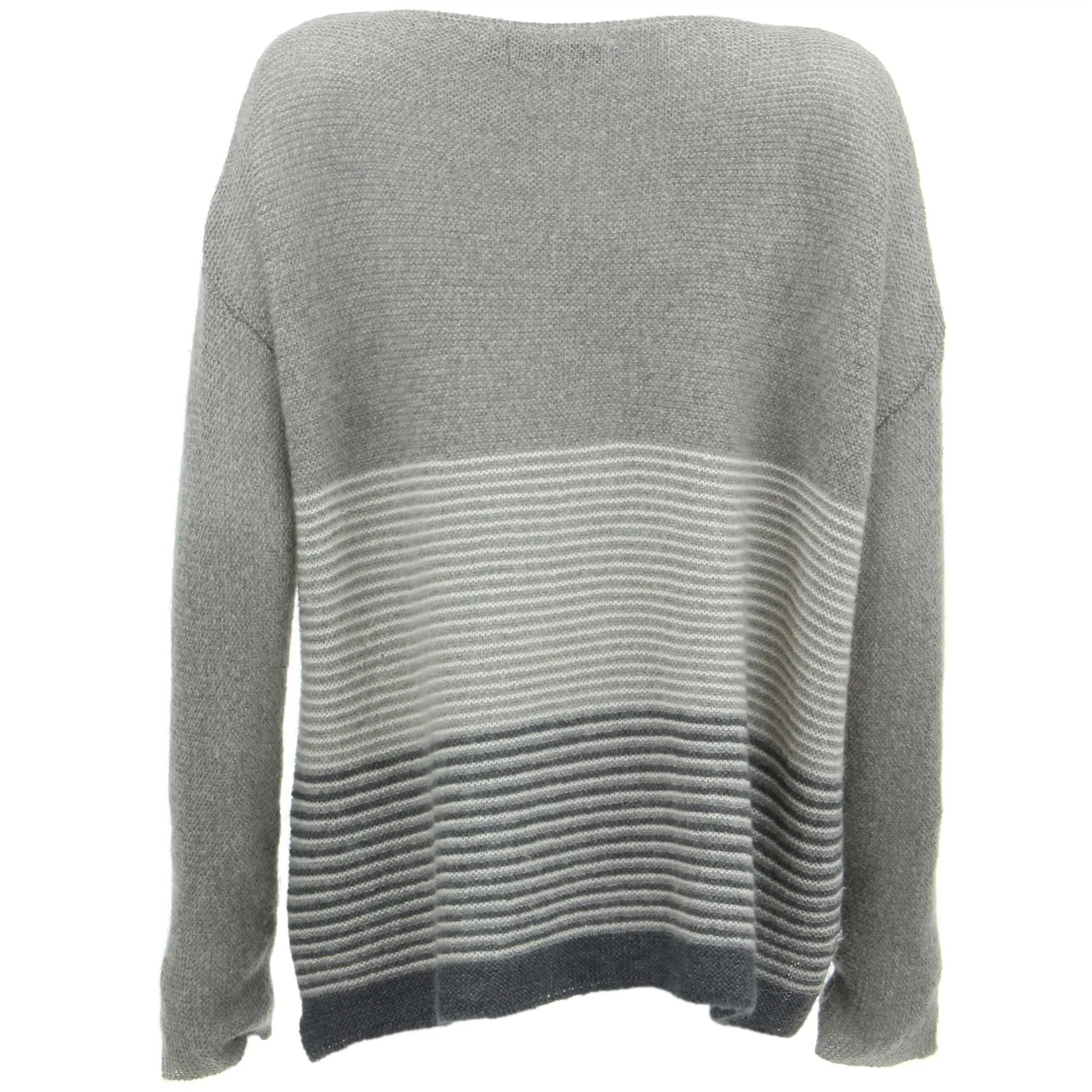 Wool Blend Knit Jumper with Fine Stripe Design - Grey