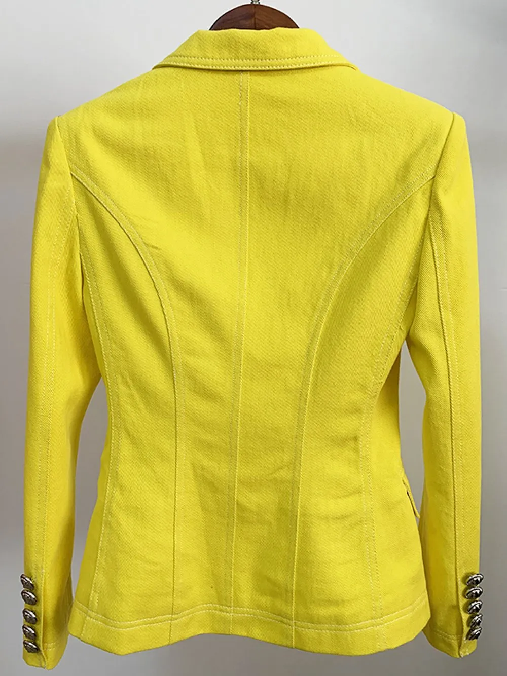 Yellow Double Breasted Denim Blazer